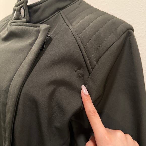 Kenneth Cole Olive Green Belted Trench Utility Coat Jacket Women XL Fall Winter - Picture 5 of 10